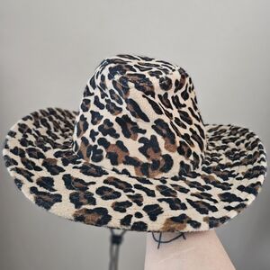 Leopard Print Wide Brim Hat